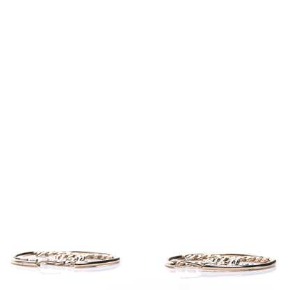 Chanel Crystal High Society CC Hoop Earrings Gold 3 of 8