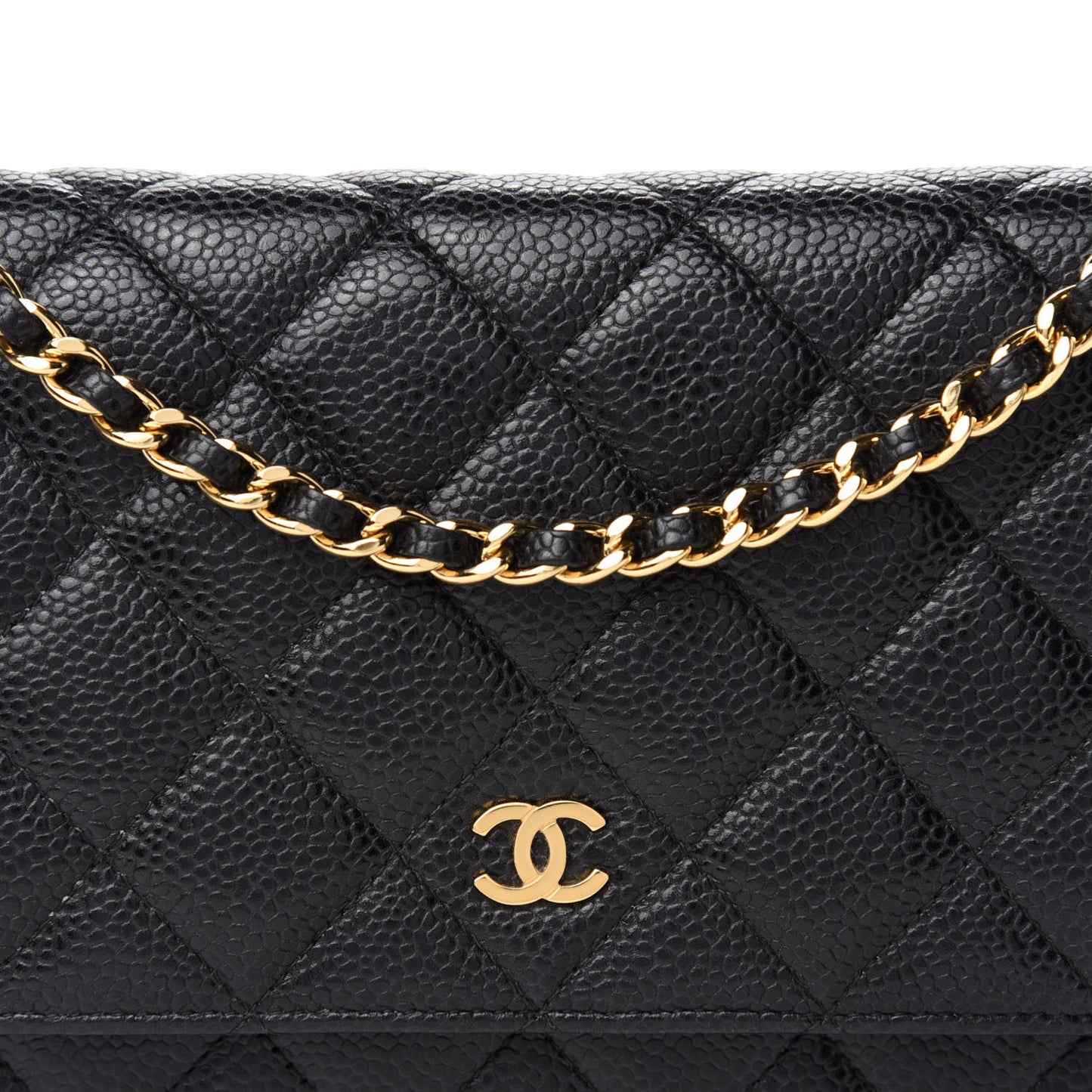 Caviar Quilted Wallet On Chain WOC Black