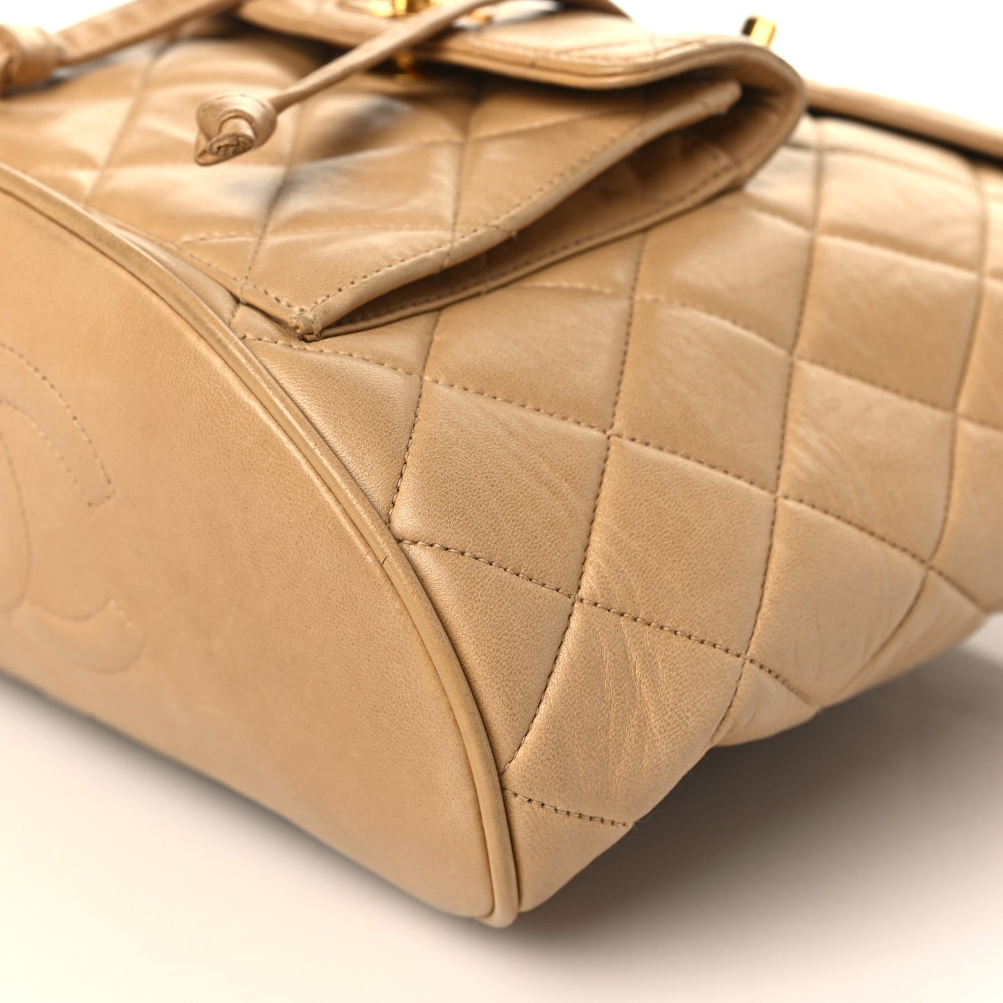 Lambskin Quilted Backpack Beige