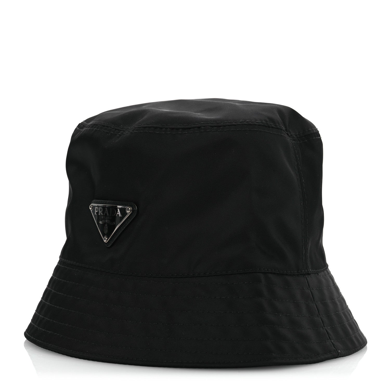 Prada Re-Nylon Rubber Logo Mens Bucket Hat M Black 1 of 10