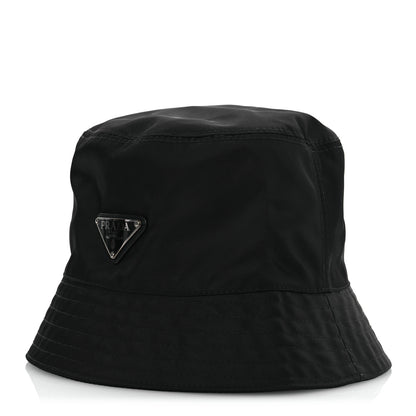 Prada Re-Nylon Rubber Logo Mens Bucket Hat M Black 1 of 10