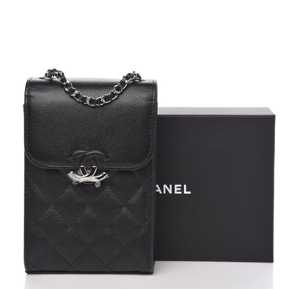 Chanel Grained Calfskin Quilted CC Box Clutch With Chain Black 12 of 12