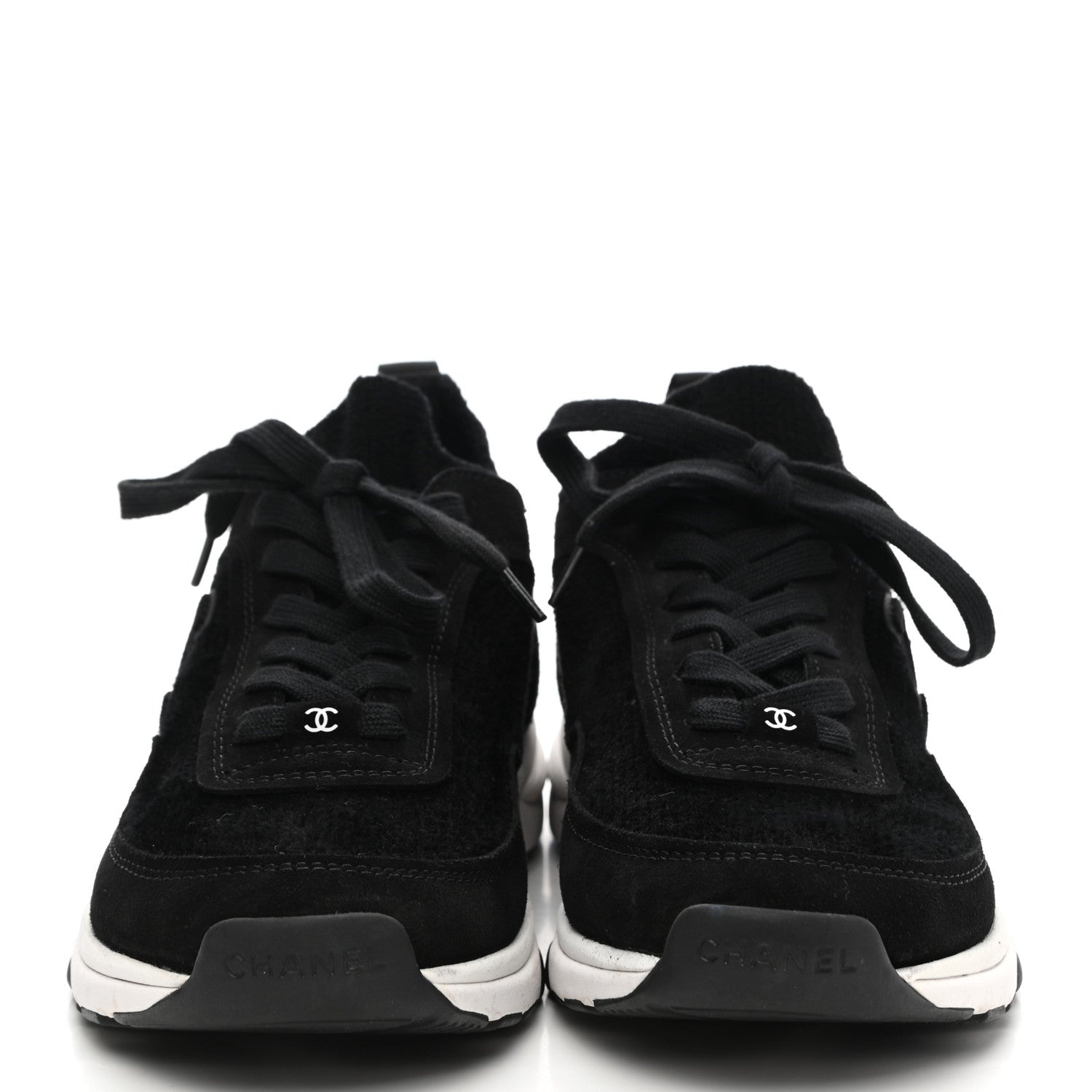 Chanel Fabric Suede Calfskin Stretch CC Sneakers 40 Black 2 of 7