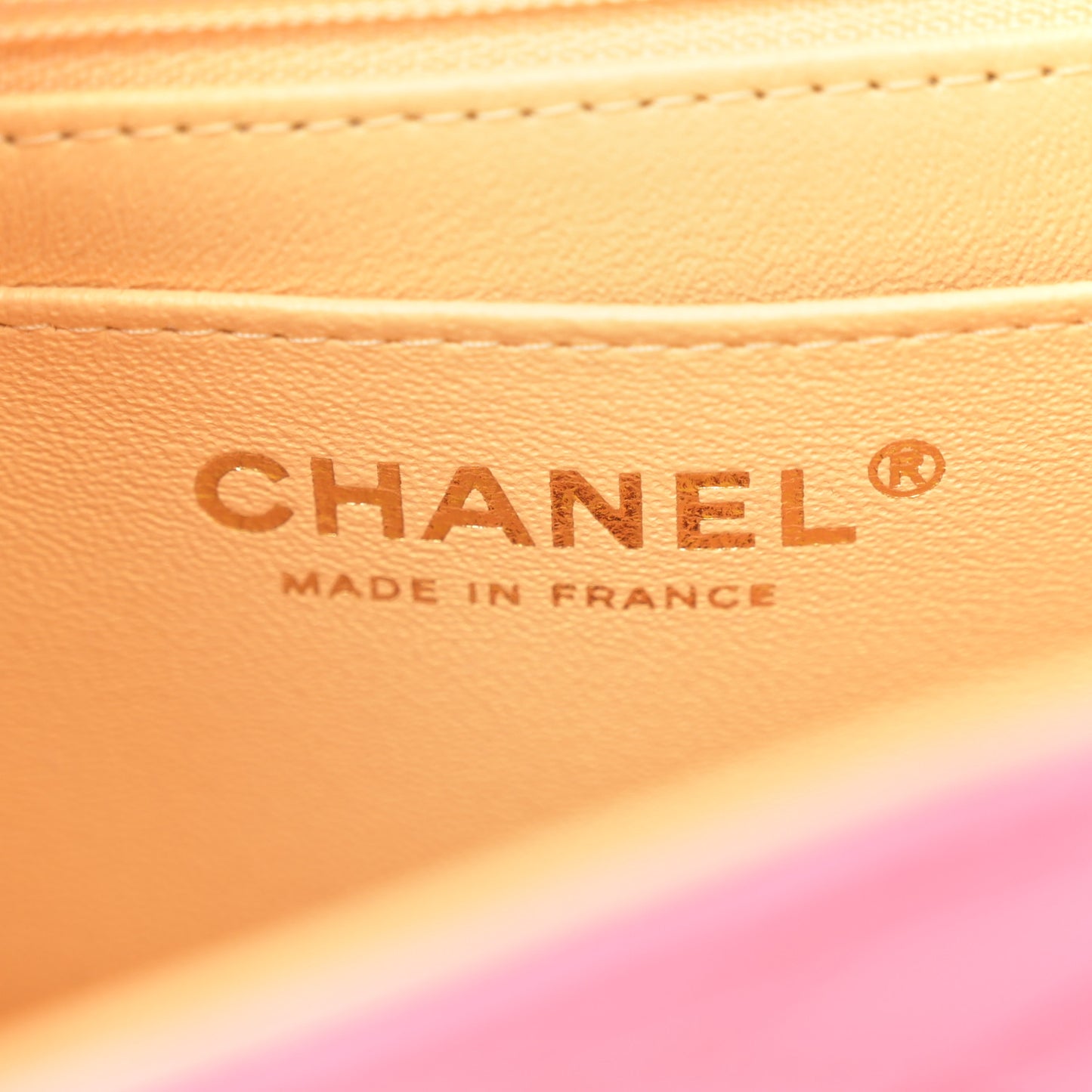 Lambskin Quilted Mini Rectangular Flap Pink Yellow