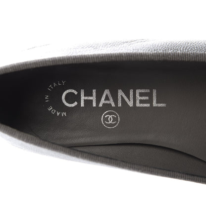 Chanel Metallic Caviar CC Cap Toe Ballerina Flats 35 Silver 7 of 10