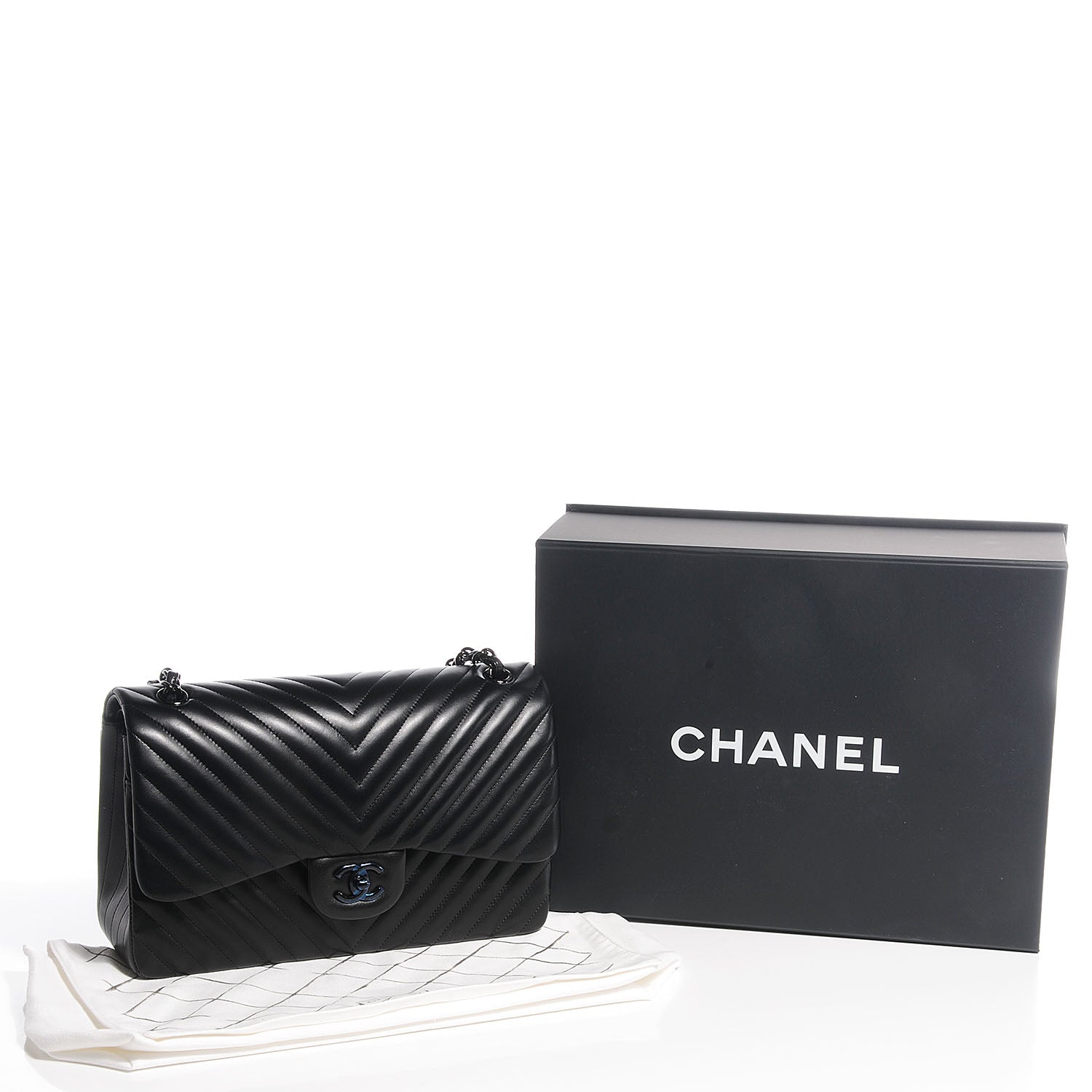 Chanel Lambskin Chevron Jumbo Double Flap Black 5 of 9