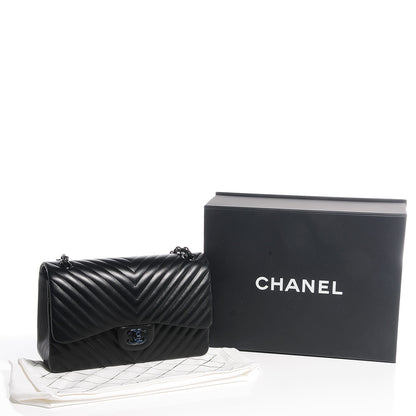 Chanel Lambskin Chevron Jumbo Double Flap Black 5 of 9