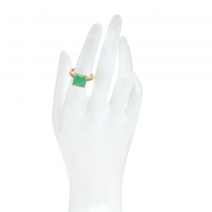 David Yurman 18K Yellow Gold Diamond Chrysoprase 11mm Chatelaine Ring 52 6 2 of 5