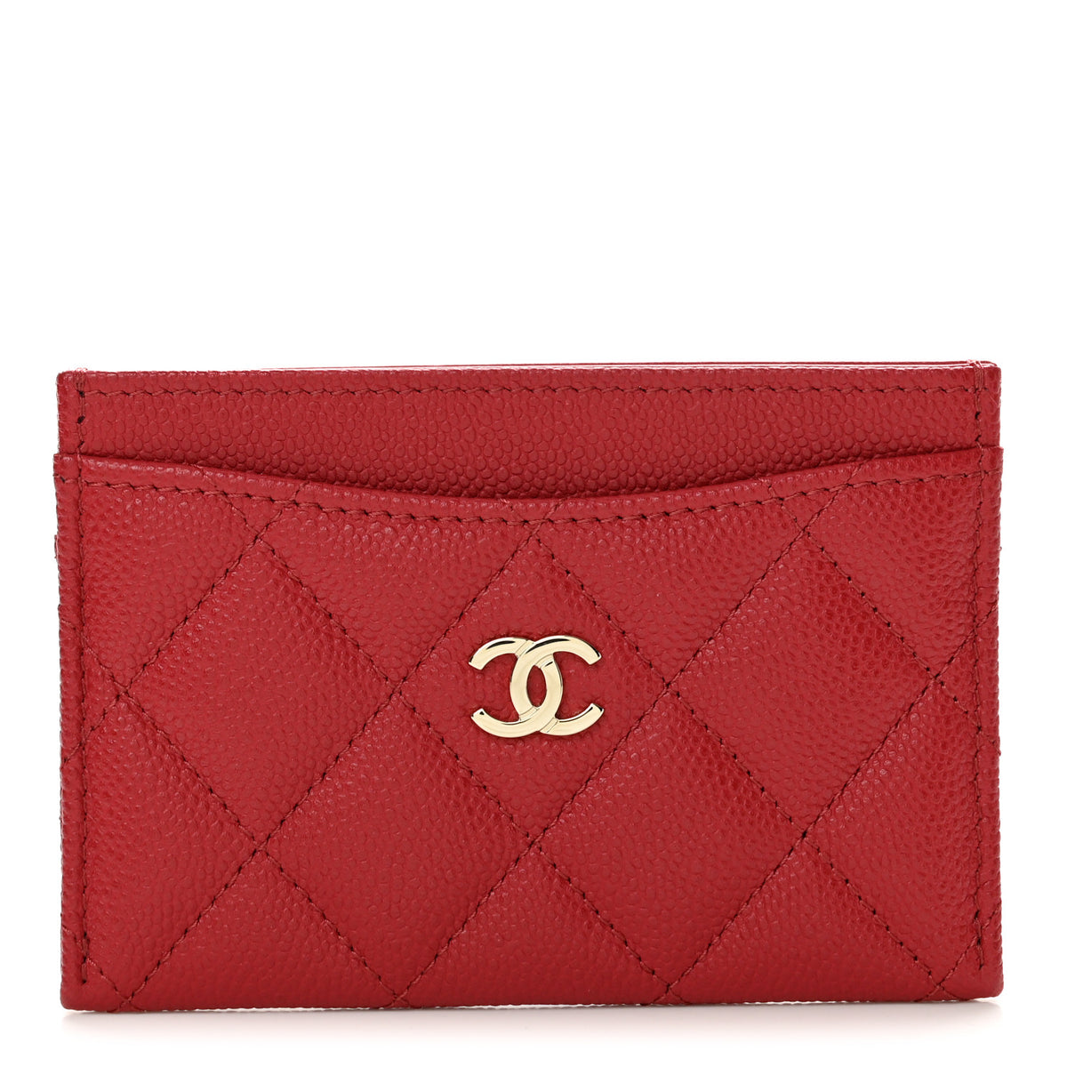 Chanel Caviar Quilted Card Holder Red 1 of 9