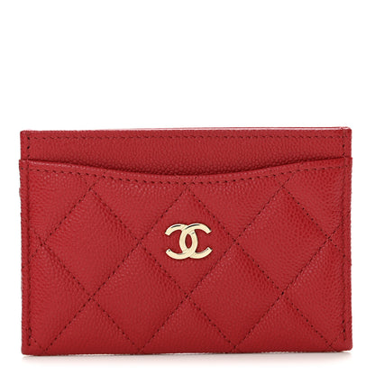 Chanel Caviar Quilted Card Holder Red 1 of 9