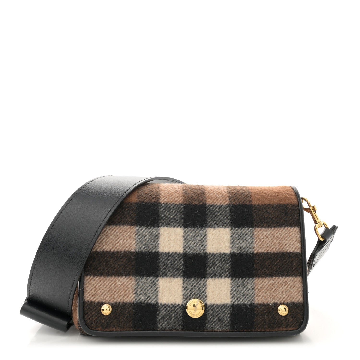 Burberry Cashmere Hackberry Check Note Medium Crossbody Bag Brown 1 of 11