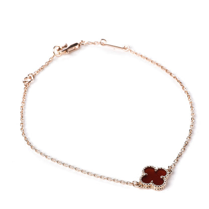 Van Cleef & Arpels 18K Rose Gold Carnelian Sweet Alhambra Bracelet 1 of 7