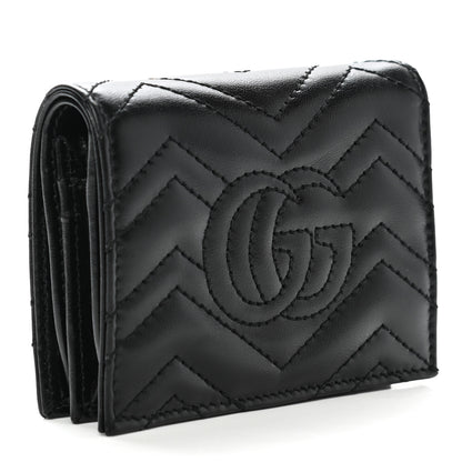 Gucci Calfskin Matelasse GG Marmont Card Case Wallet Black 3 of 9