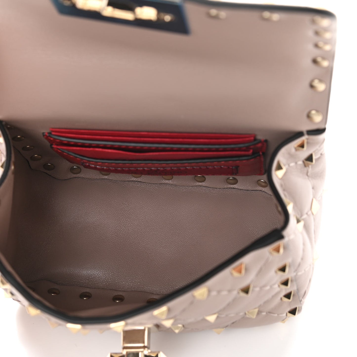 Nappa Micro Rockstud Spike Shoulder Bag Poudre