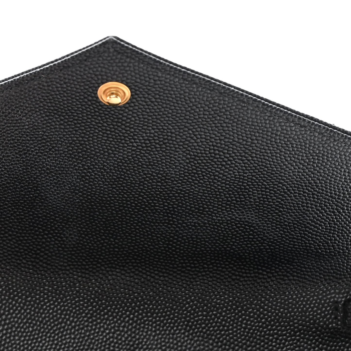 Grain De Poudre Matelasse Chevron Monogram Envelope Chain Wallet Black