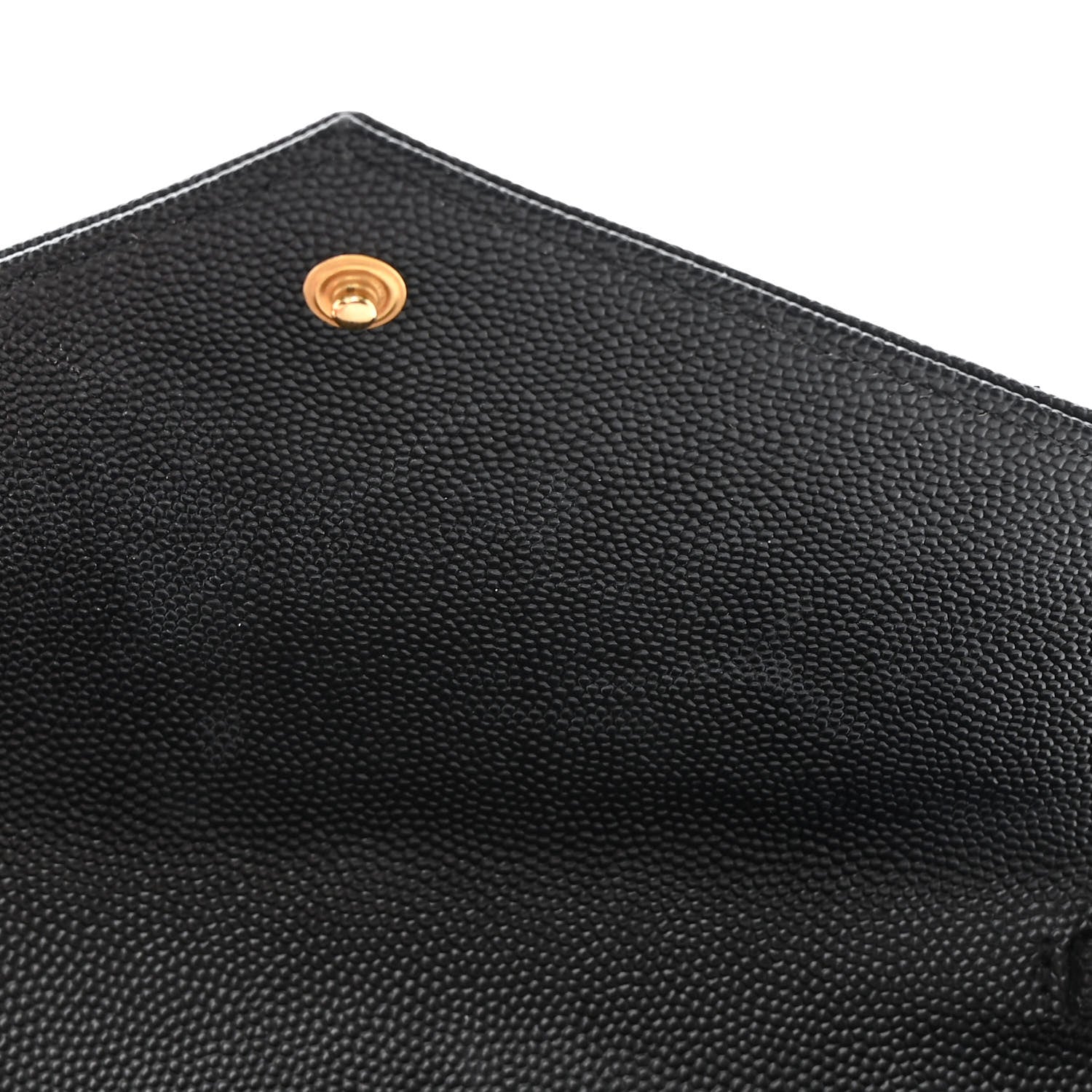 Saint Laurent Grain De Poudre Matelasse Chevron Monogram Envelope Chain Wallet Black 11 of 15