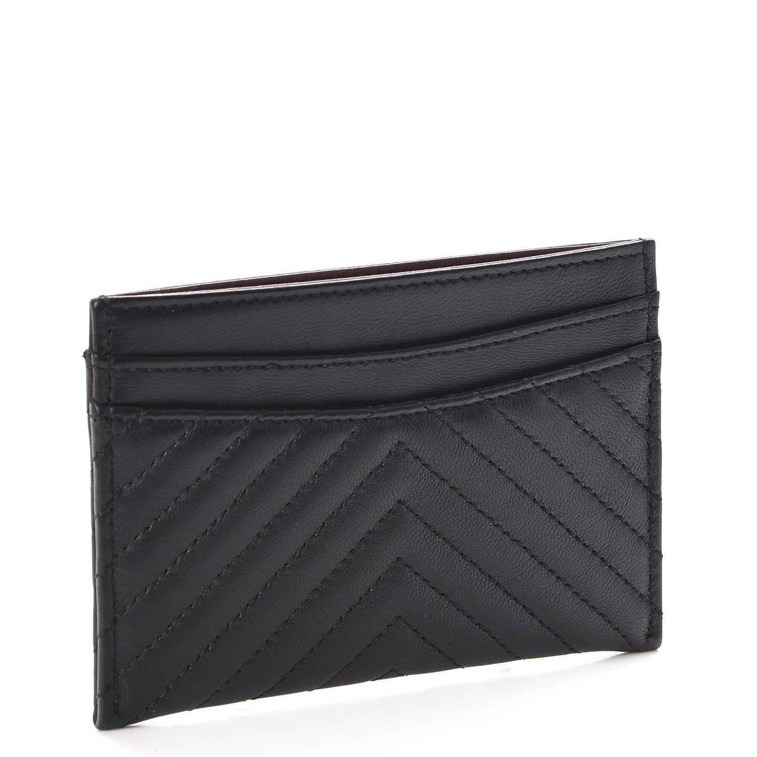 Chanel Lambskin Chevron Card Holder Black 3 of 9