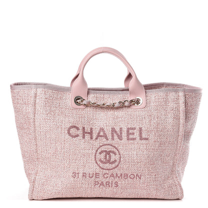 Chanel Straw Lurex Large Deauville Tote Pink 1 of 10