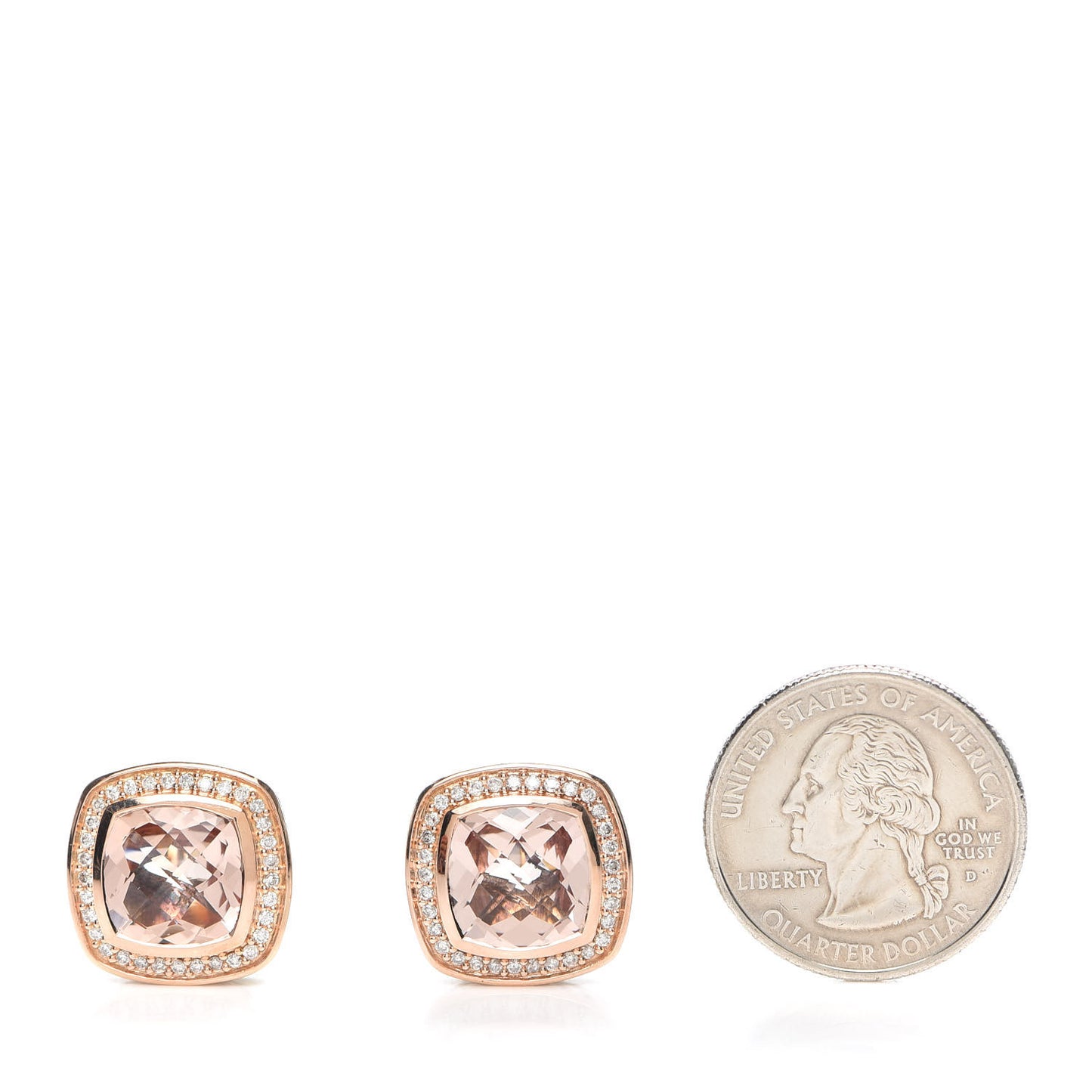 18K Rose Gold Sterling Silver Diamond Morganite 11mm Albion Earrings