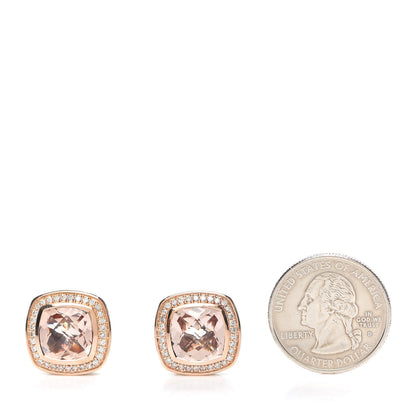 David Yurman 18K Rose Gold Sterling Silver Diamond Morganite 11mm Albion Earrings 2 of 4