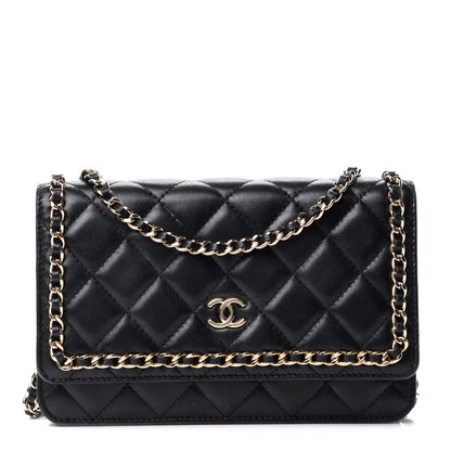 Chanel Lambskin Quilted Chain Around Wallet On Chain WOC Black 1 of 19