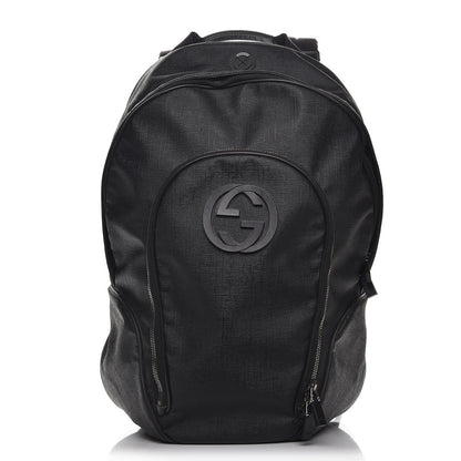 Gucci Coated Canvas Interlocking G Travel Backpack Black 1 of 10