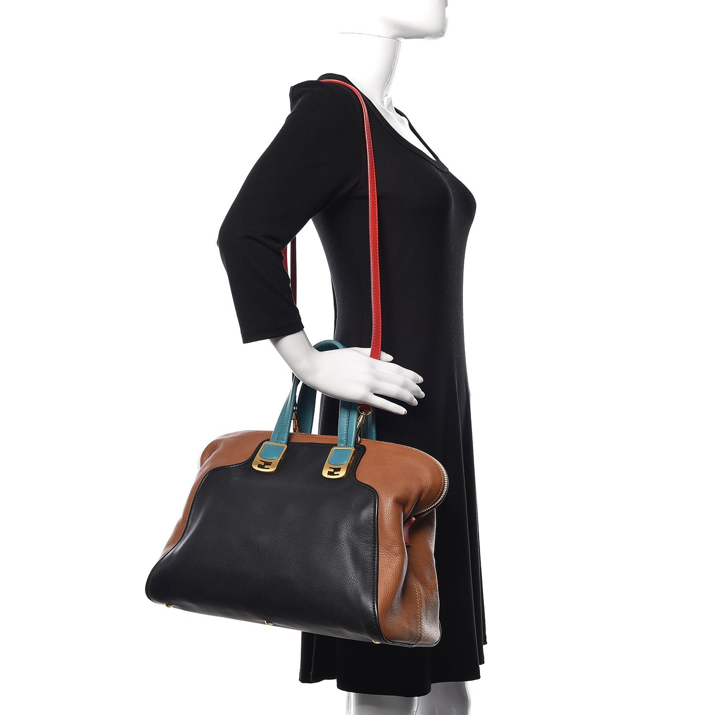 Calfskin Colorblock Large Chameleon Tote Biscotto