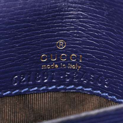 Gucci Shangai Calfskin Polka Dot Horsebit 1955 Flap Card Case Wallet Blue Orange Sailor Blue 7 of 8