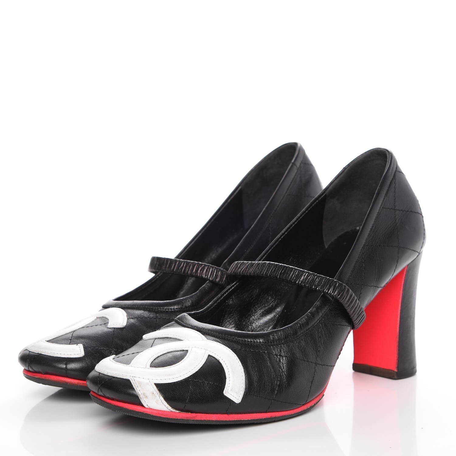Chanel Calfskin Quilted Cambon Pumps 39.5 Black White 3 of 14