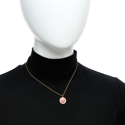 Christian Dior Metal Crystal Glass Petit CD Baroque Pendant Necklace Gold Pink 2 of 5