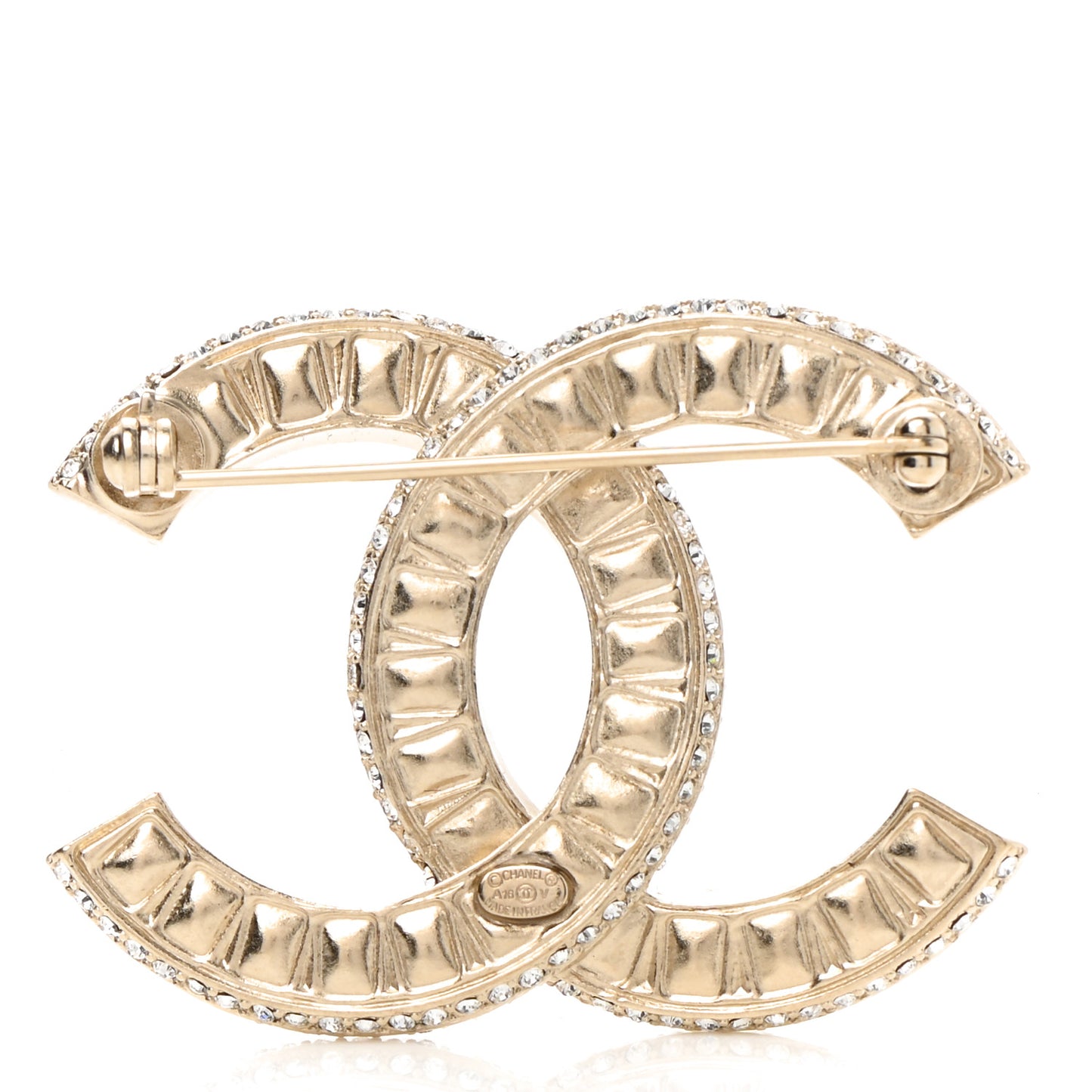 Baguette Crystal CC Brooch Gold