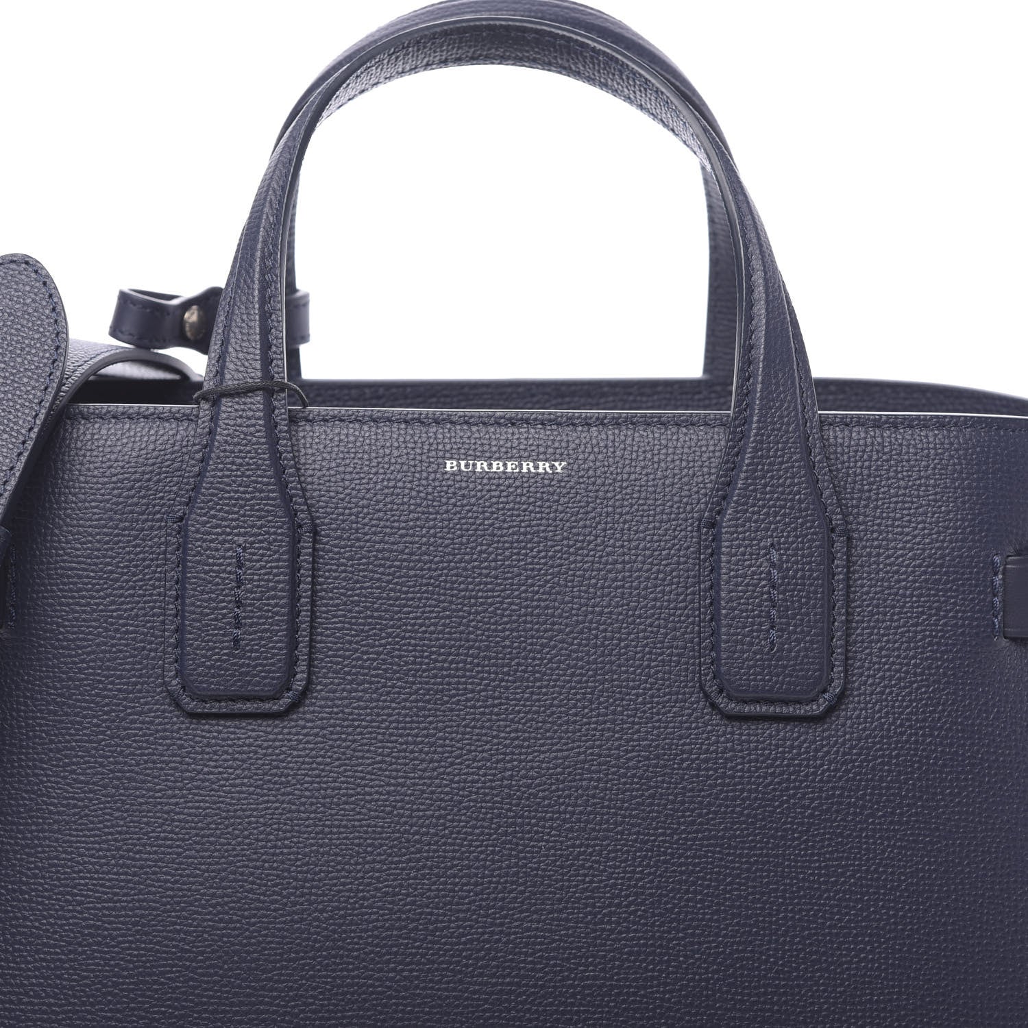Burberry Derby Calfskin Vintage Check Medium Banner Tote Regency Blue 10 of 12