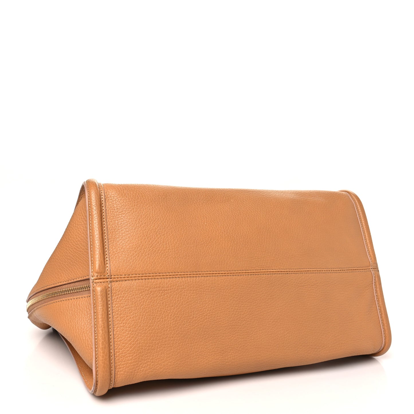Pebbled Calfskin Large Skull Padlock Zip Around Tote Cognac