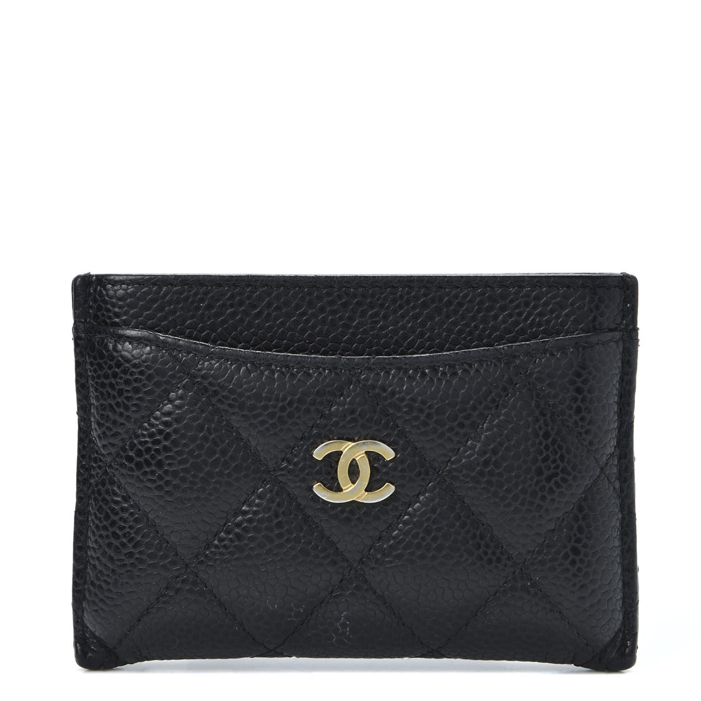 Caviar Quilted Card Holder Black