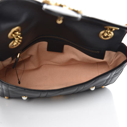 Gucci Calfskin Matelasse Studded Small Pearly GG Marmont Shoulder Bag Black 5 of 9