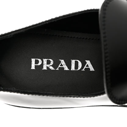 Prada Spazzolato Metal Triangle Logo 50mm Loafers 39 Black 7 of 10