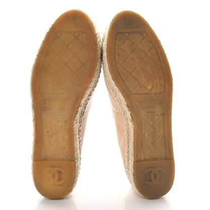 Chanel Lambskin CC Espadrilles 36 Beige Black 5 of 8