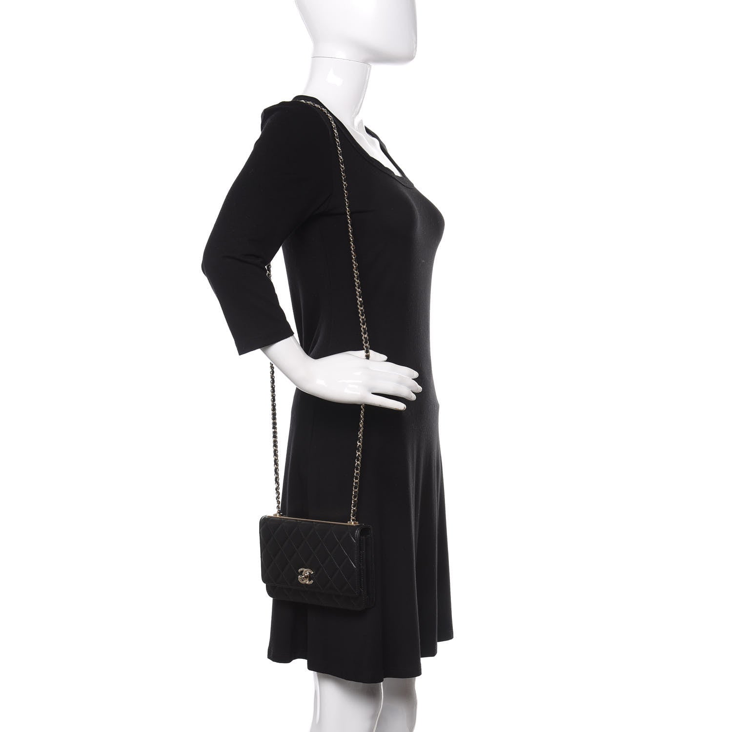 Chanel Lambskin Quilted Trendy CC Wallet On Chain WOC Black 2 of 13