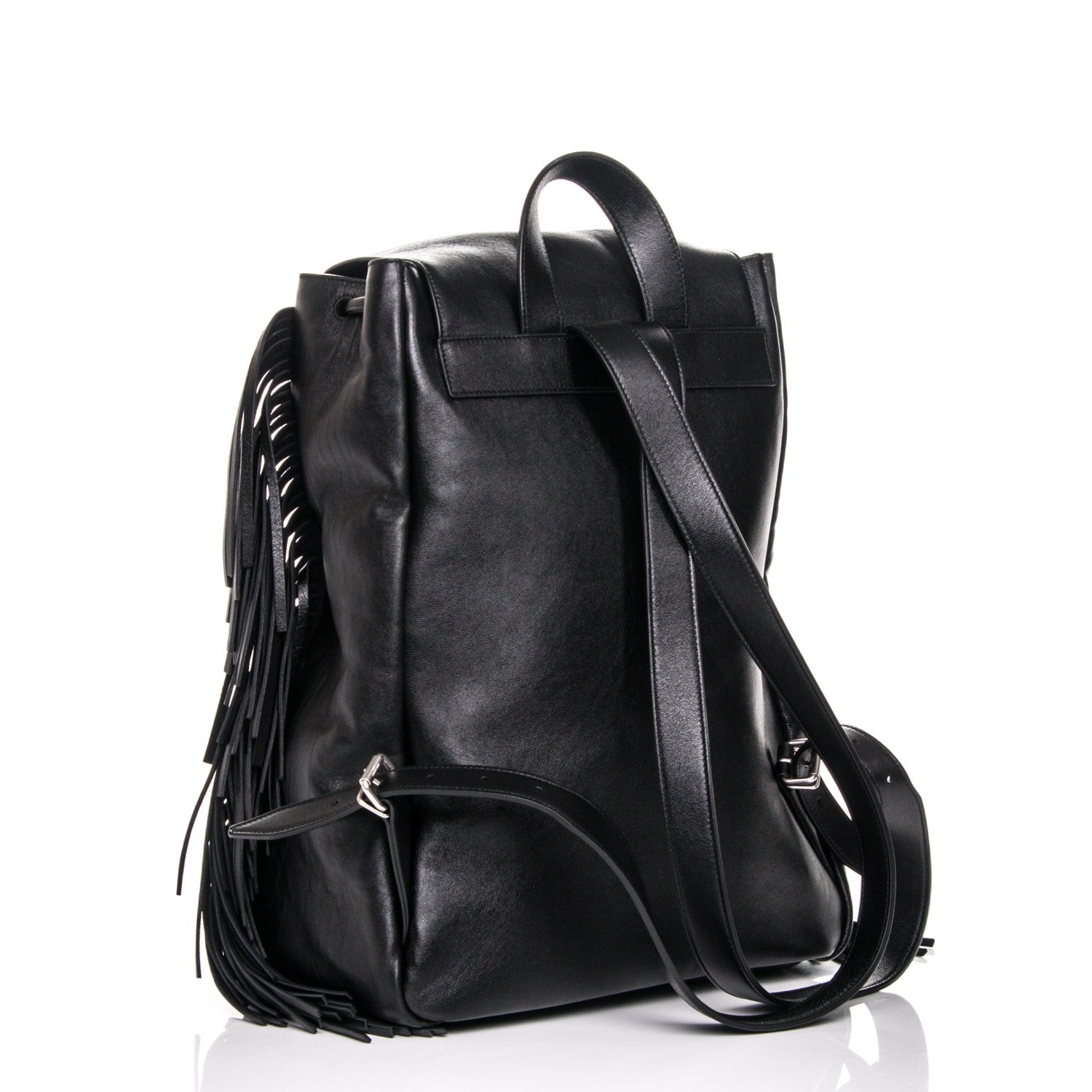 Saint Laurent Calfskin Fringe Festival Backpack Black 3 of 7
