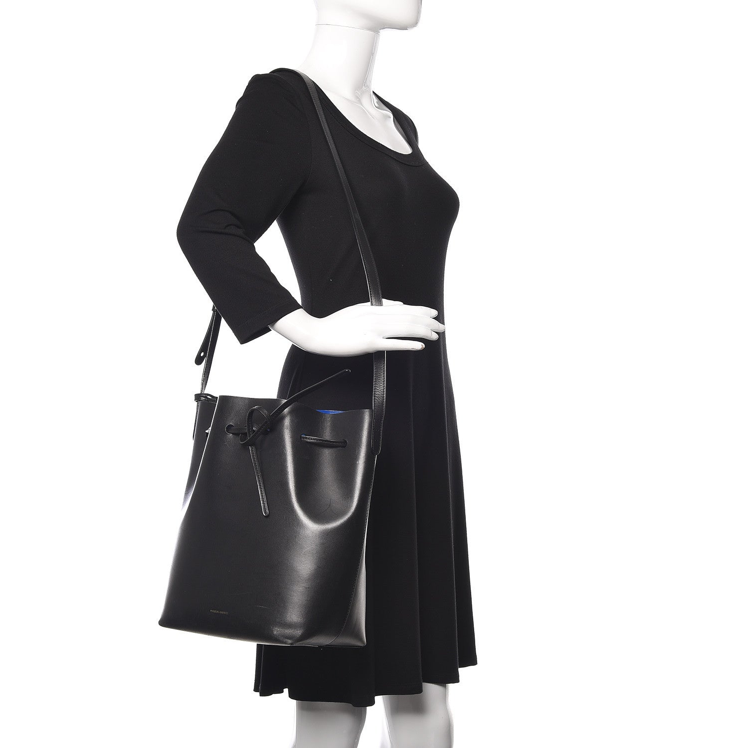 Mansur Gavriel Vegetable Tanned Calfskin Bucket Bag Black Royal 2 of 9