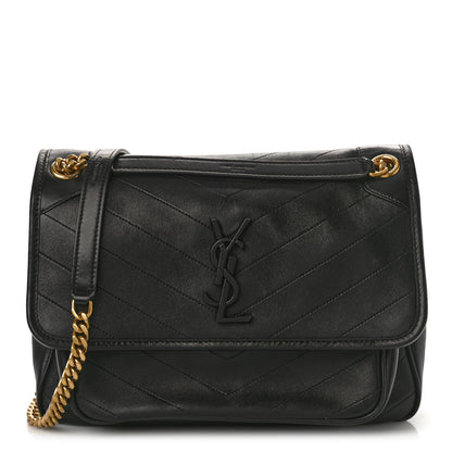 Saint Laurent Lambskin Matelasse Monogram Medium Niki Chain Satchel Black 1 of 9
