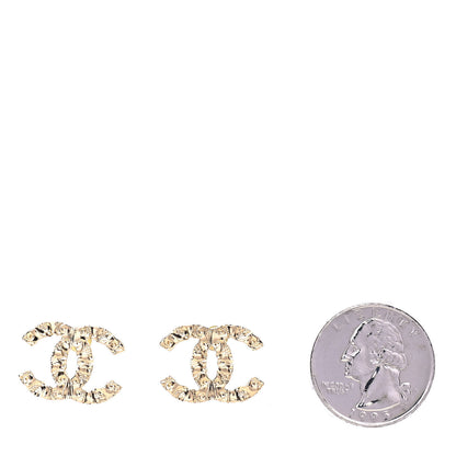 Chanel Metal Textured CC Earrings Gold 2 of 4