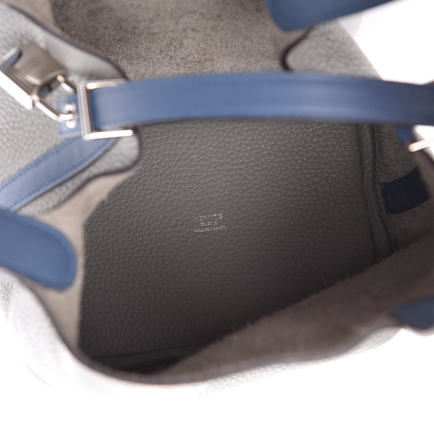 Taurillon Clemence Picotin Lock 18 PM Gris Mouette Bleu Agate
