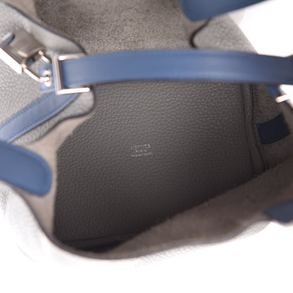Hermes Taurillon Clemence Picotin Lock 18 PM Gris Mouette Bleu Agate 5 of 9