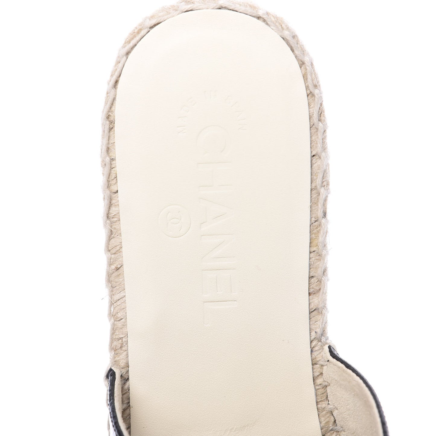 Iridescent Goatskin Patent CC Espadrille Mules 39 Black