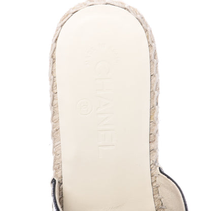 Chanel Iridescent Goatskin Patent CC Espadrille Mules 39 Black 7 of 10