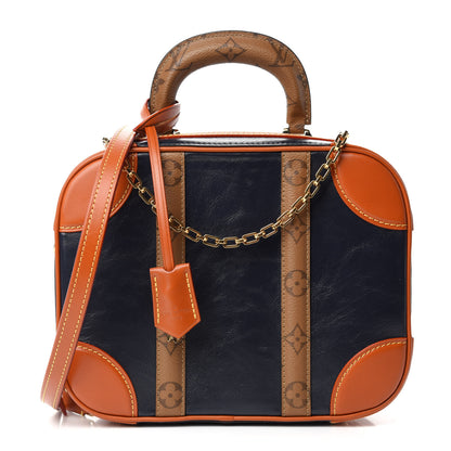 Louis Vuitton Calfskin Reverse Monogram Valisette PM Navy Caramel 1 of 11