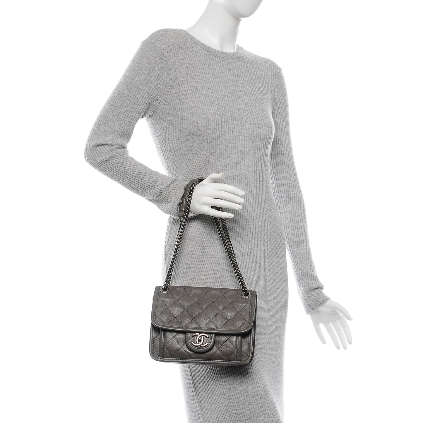 Calfskin Quilted Mini French Riviera Flap Grey