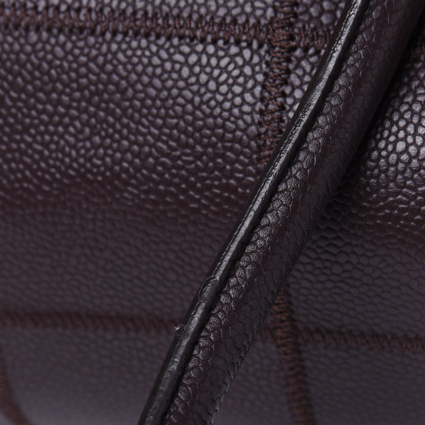 Caviar Square Stitched Large Satchel Dark Brown