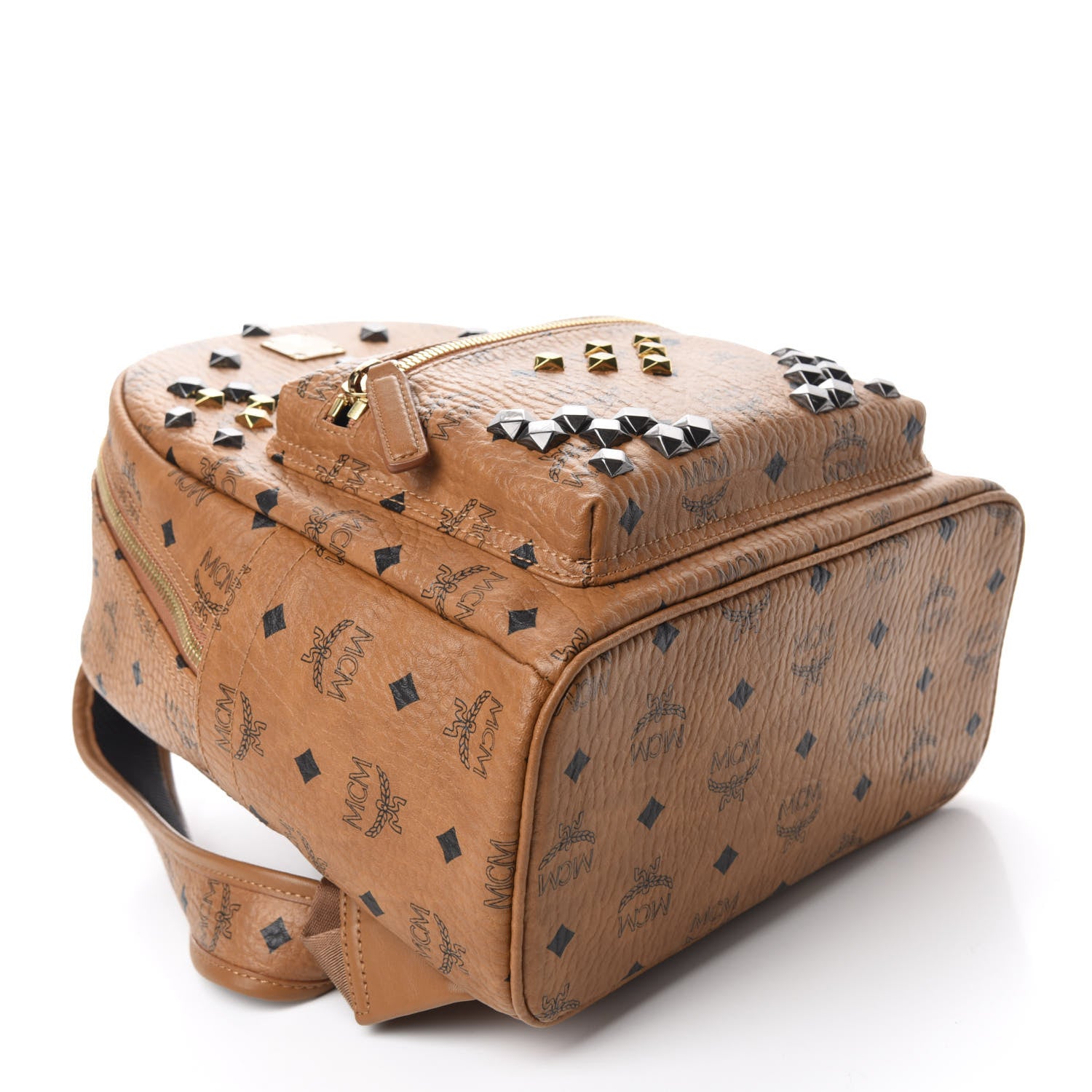 MCM Visetos Studded Small Stark M Backpack Cognac 3 of 9